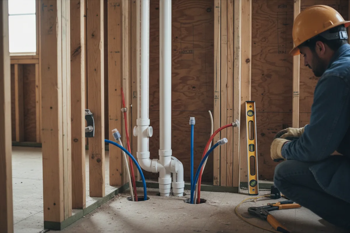 Drain and supply rough-in during Sump Pump Repair in Modesto